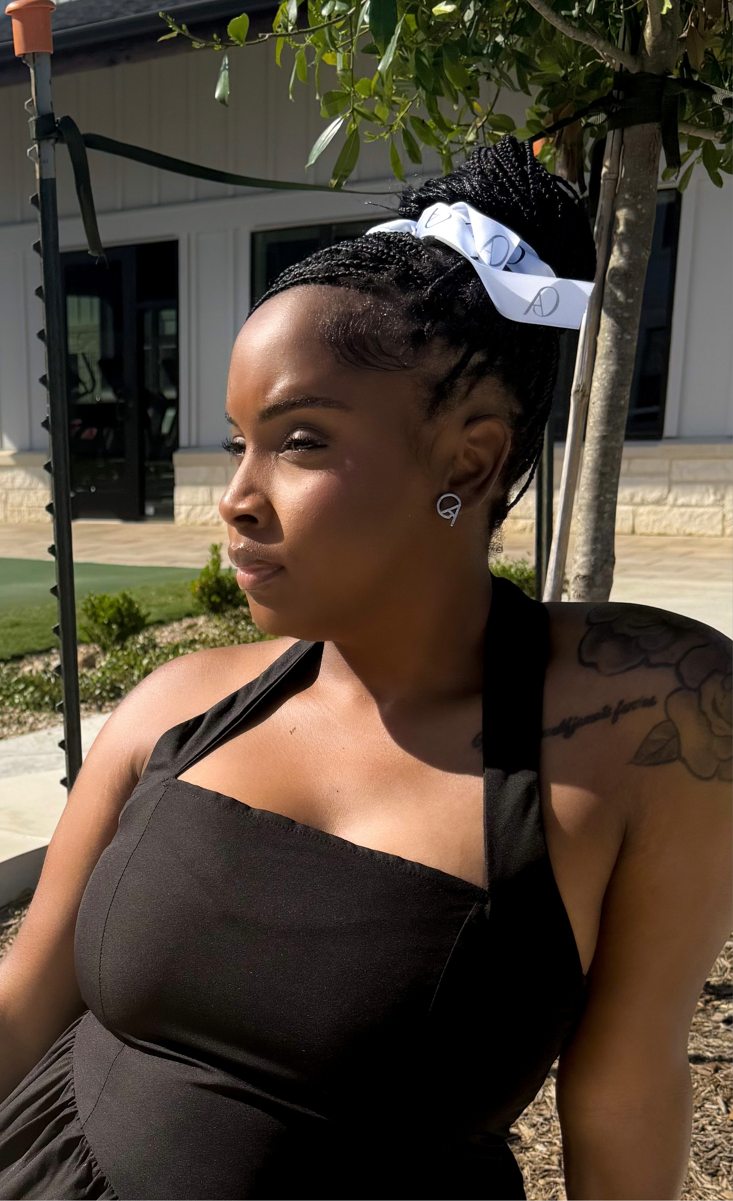 ChristAdorn Silver Studded Logo Earrings