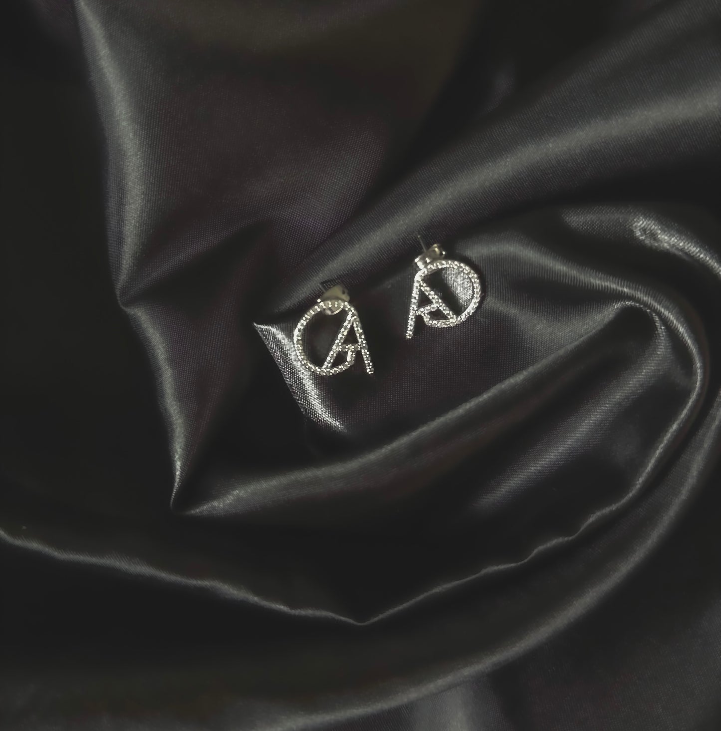 ChristAdorn Silver Studded Logo Earrings