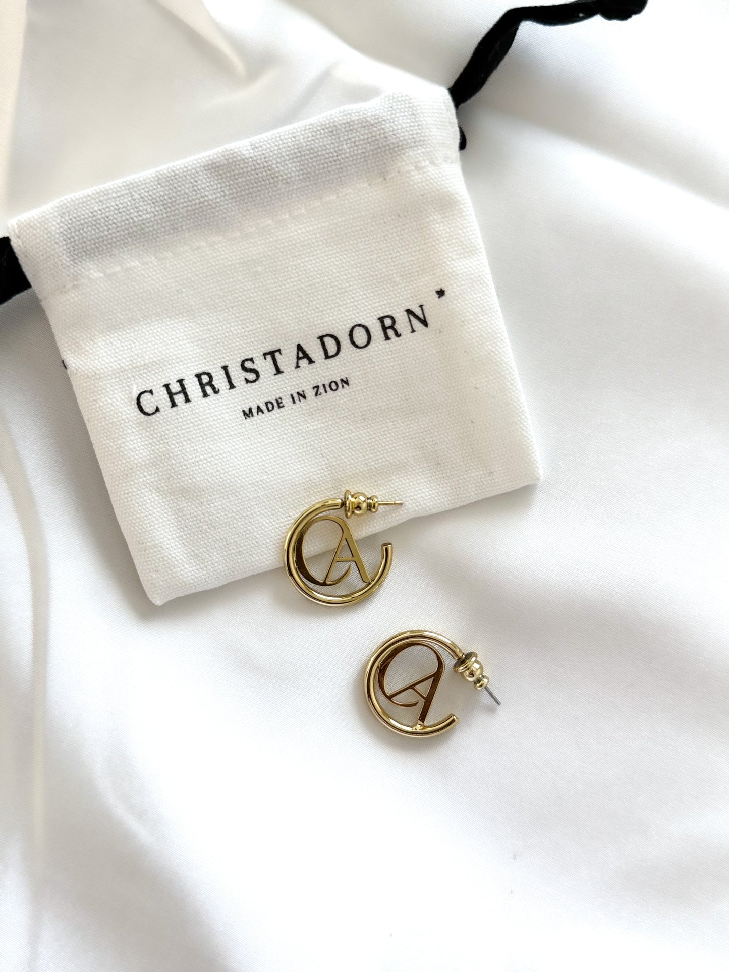 Classic ChristAdorn Hoop Logo Earring- Gold