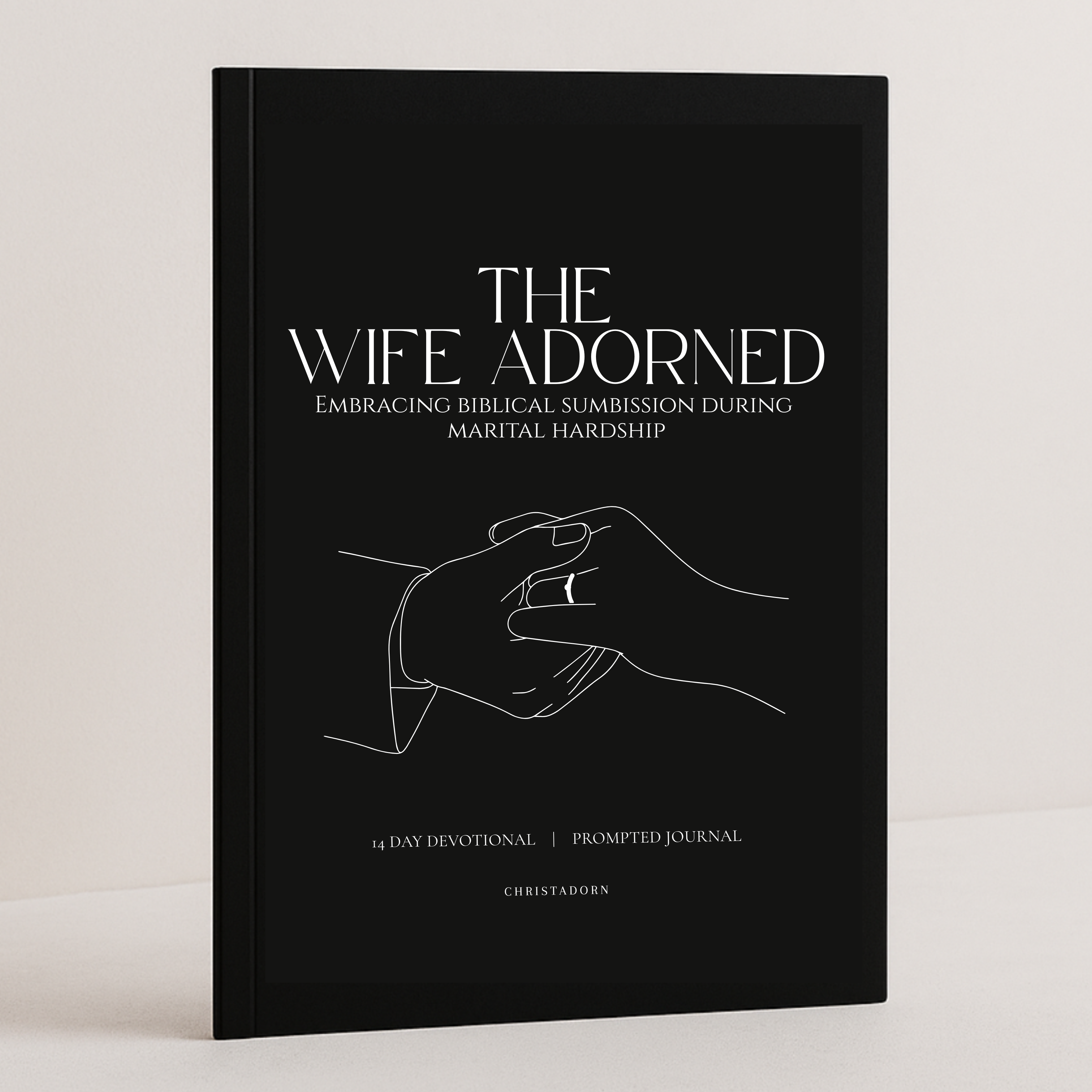 Black book cover for The Wife Adorned: Embracing Biblical Submission During Marital Hardship by ChristAdorn.
